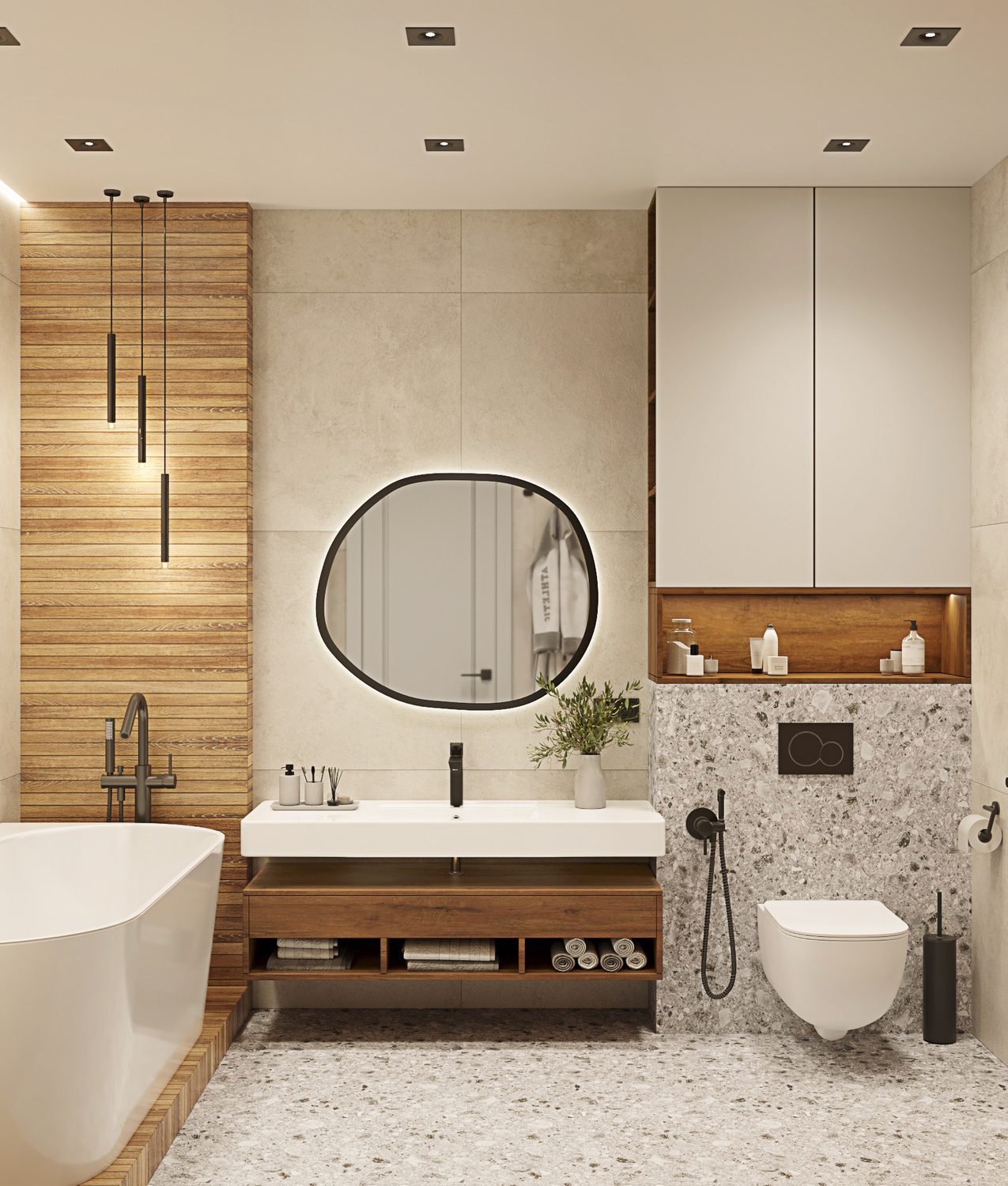 Design visualisation of a modern bathroom by AJ Concrete Homes
